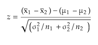 Formula for two sample z-test